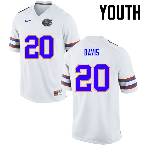 Florida Gators Youth #20 Malik Davis College Football White